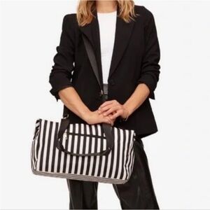 Alice + Olivia Positano Stripe Duffle Bag Black/White Stripe ~ NIB